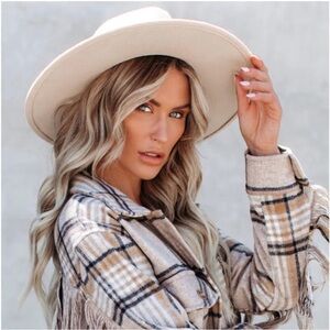 Western Style Cream Wide-Brim Hat
